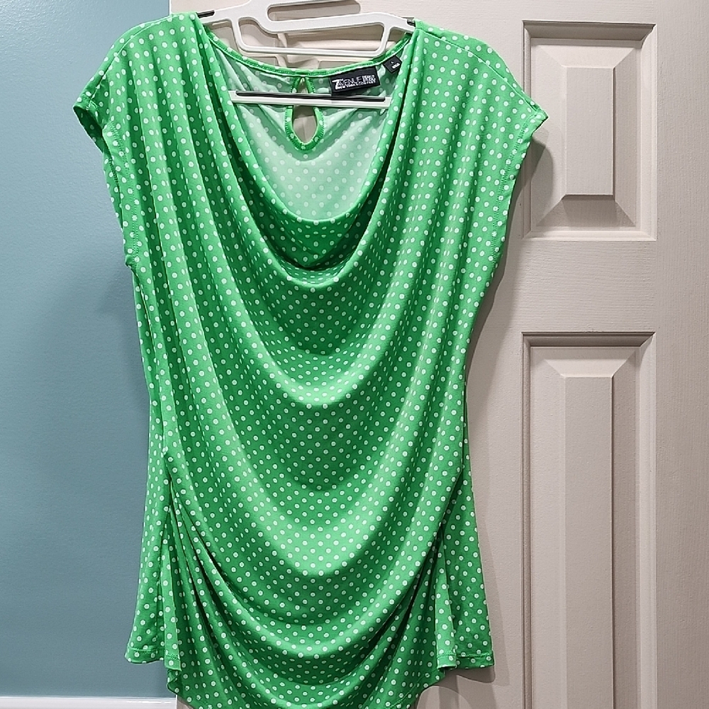 New York & Company Green Draped Blouse